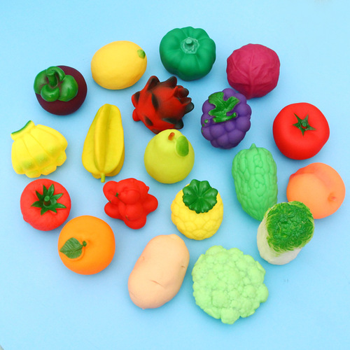 Simulated fruits and vegetables pinch and scream toy baby early education kindergarten small gift children's play house toy