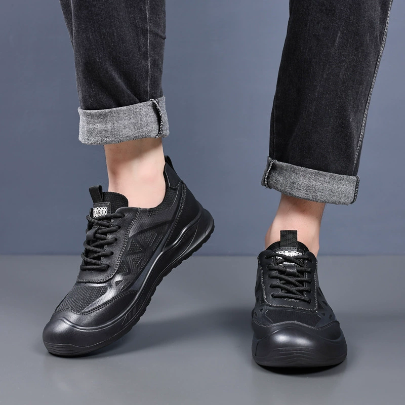 Mesh shoes for leisure for leather shoes, universal breathable sports casual footwear English style, autumn, soft sole