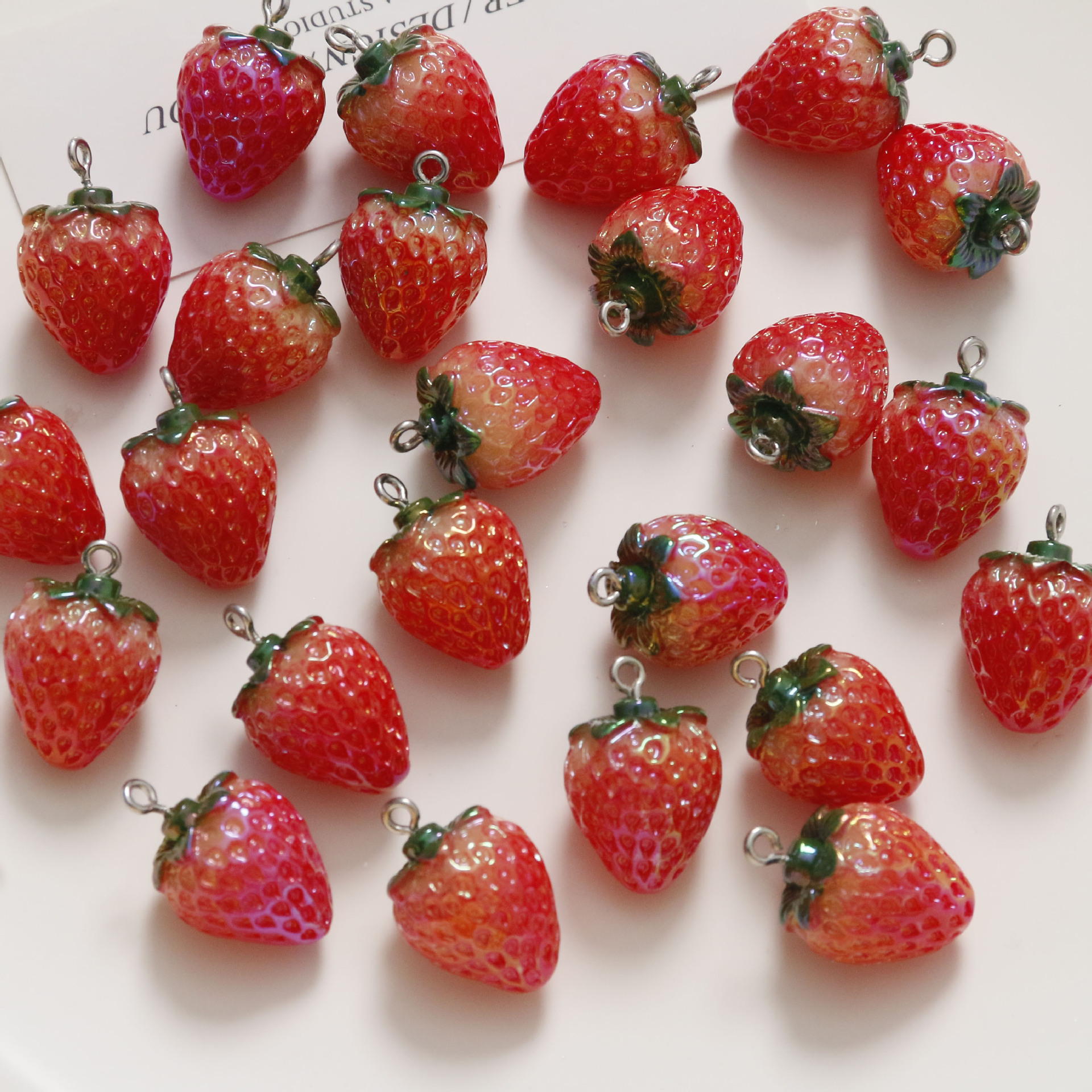 6g Weight Pendant Jewelry Making Type 24*15mm Jewelry Making Size DIY Jewelry Accessories Classification 1 Piece Quantity Resin Material Strawberry Pattern Plating Design Cute, Sweet Style 1 Piece 24*15mm Resin Strawberry Pendant 2