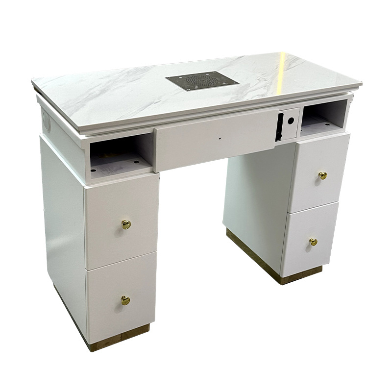 Mesa de manicuras para una persona, mesa de manicuras blancas con cajones, mesa de manicuras de madera maciza, mesa de manicuras simple
