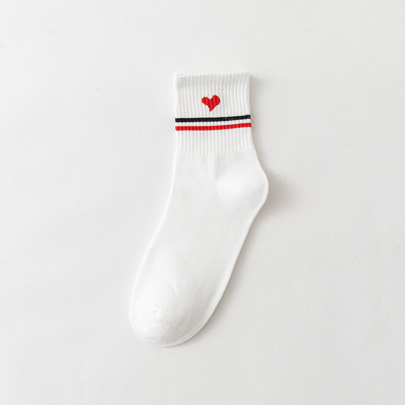 Calcetines de mujer de otoño e invierno a media pantorrilla estudiante de dibujos animados blanco oso letras del arco iris encantadora cara sonriente a rayas deportes estilo coreano calcetines de mujer