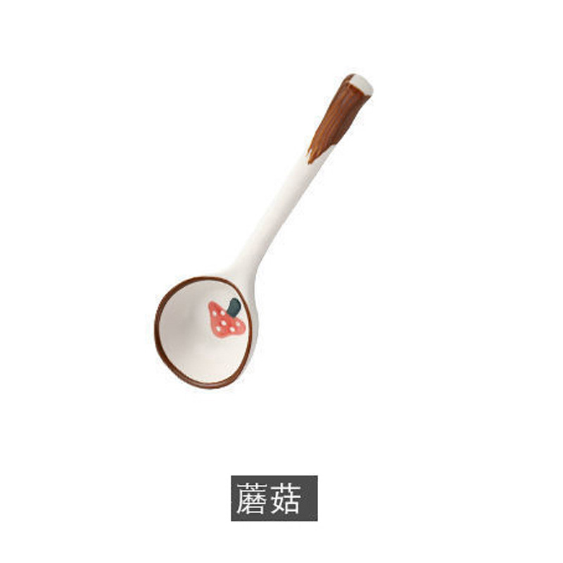 Ceramic Strawberry Long Handle Soup Spoon Set For Home Dining_voghion.com