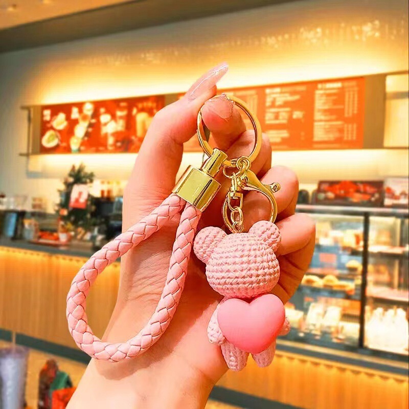Cyber Celebrous Love Bear Carrying Good Slaughter Running Pendant Cartoon Pendant Girl's Schoolbag Keychain Doll Keychain Couple