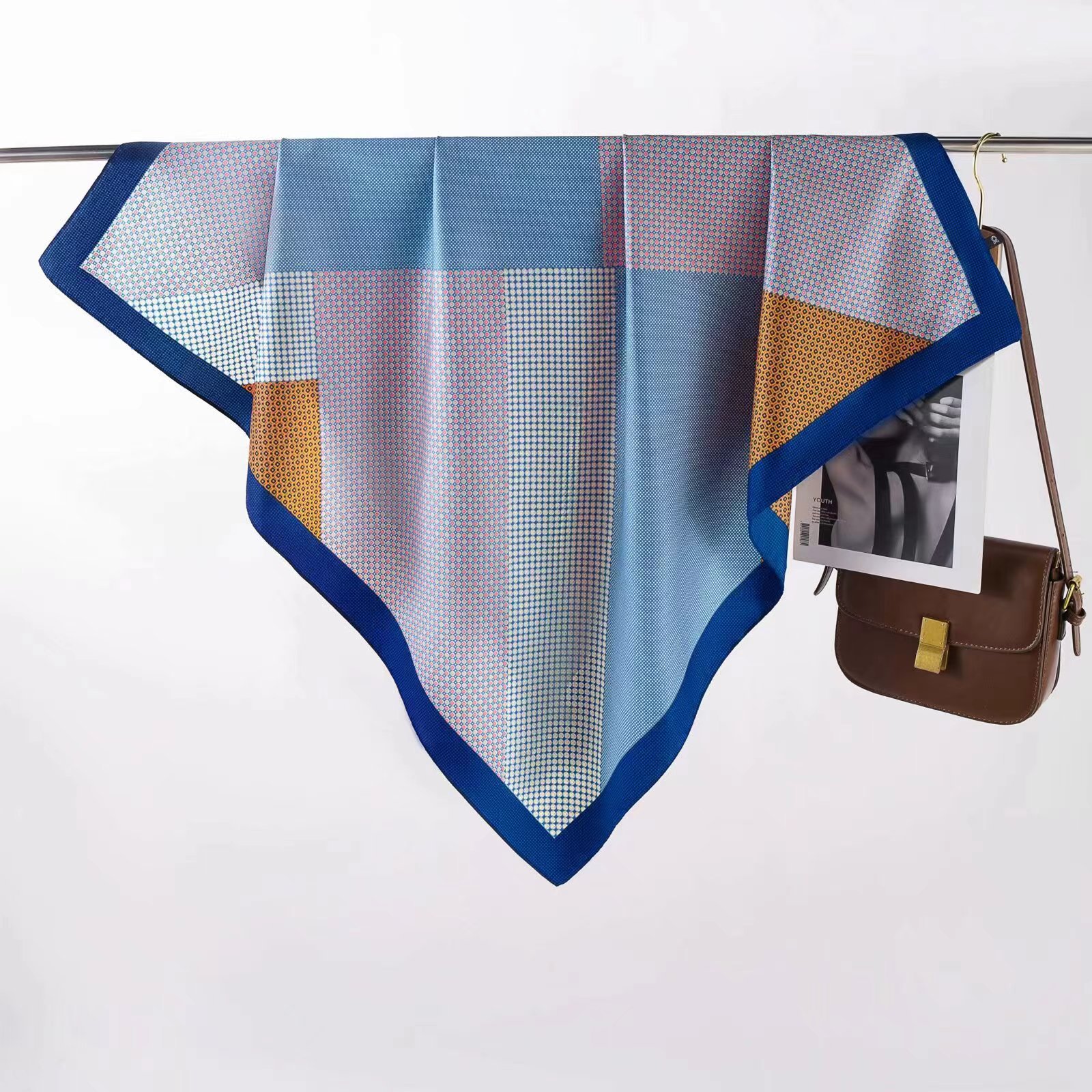 Women Silk Scarf 90cm Square Printed Sun Protection Shawl
