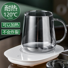 玻璃杯带把手家用简约喝水杯带盖勺耐高温防爆平底可加热喝茶宝优