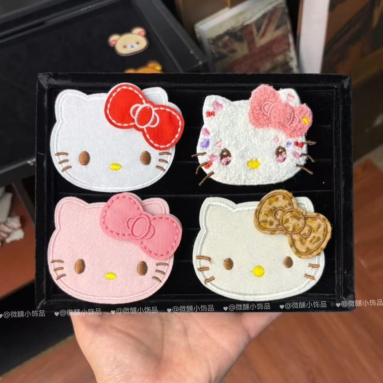 adorable kitty pegatinas de frisa dulce chica marshmallow gato pegatinas de cabello rotas velcro sin marcas adornamiento para el cabello