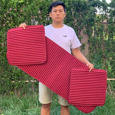 Seat cushion, seat cover Three-Piece Set, Universal for All Seasons - classic-red-three-piece-set-2-single-pieces-1-rear-row