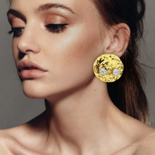 欧美复古小众设计轻奢气质圆形钻球对扣耳环个性时尚高级感耳饰女