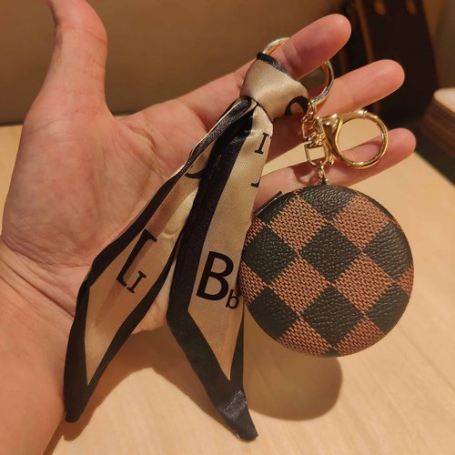 Keychain Portable Elderly Leather Mirror Double-Sided Bag Accessory Small Gift Cross-Border Fashion Influencer