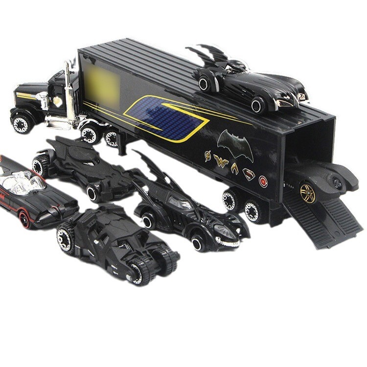 New Bat Alloy Battle Vehicle Toy Set, 6 Battle Vehicles with Container Truck, Children's Pocket Set Small Cars