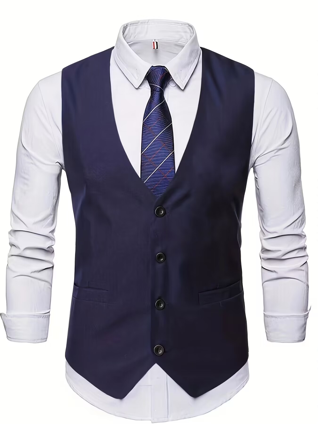 Traje europeo chaleco para hombres delgado ocio negocios guapo traje de hombro chaleco de mejor hombre moda británica