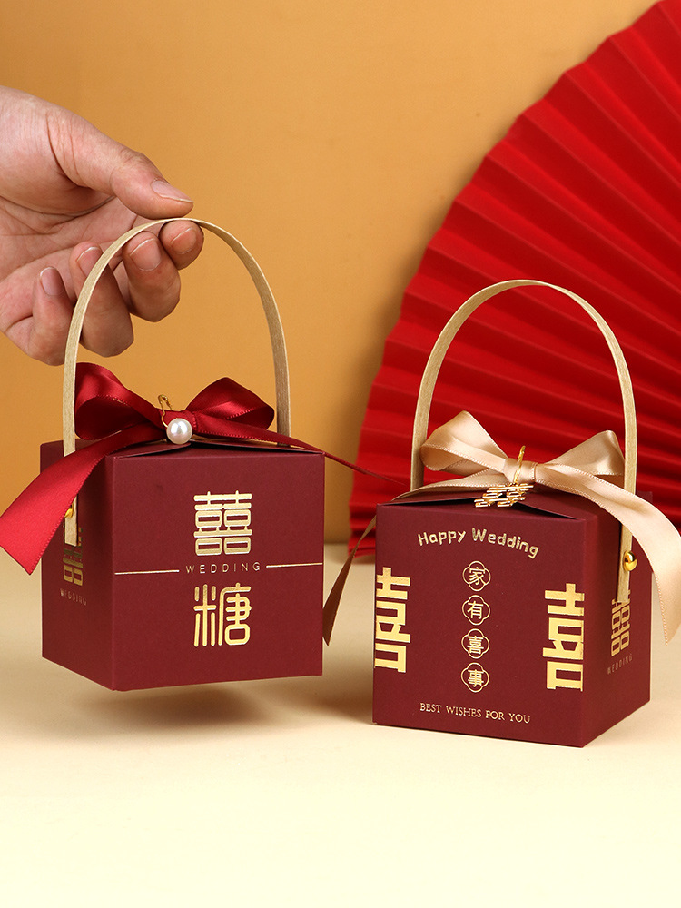 A5L喜糖盒結婚專用糖果禮盒婚禮手提糖盒子訂婚包裝盒空盒喜糖袋