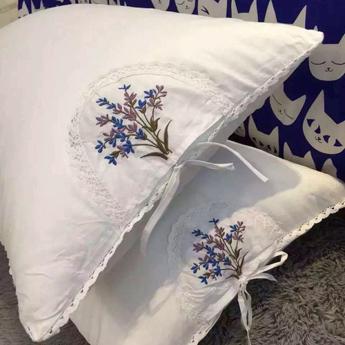 Cotton Exports Lavender Embroidered Pillow Core Pure Cotton Quilted Silk Cervical Health Pillow Washable Cotton Pillow Core Pair