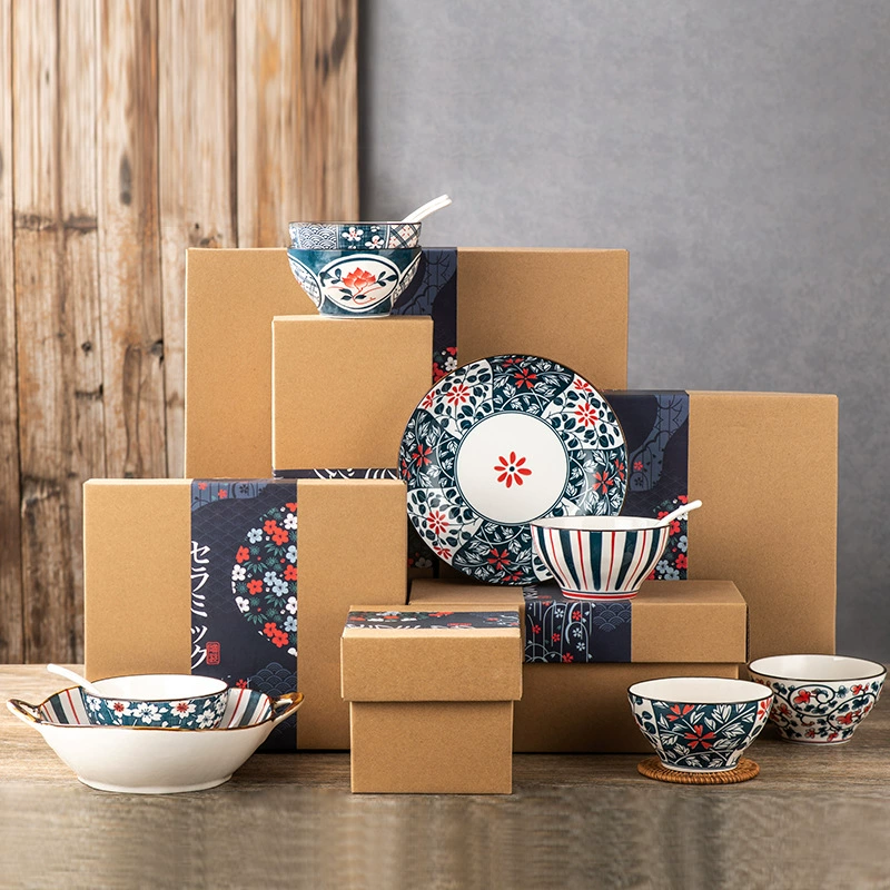 Japanese ceramic tableware, blue and white set, Birthday gift