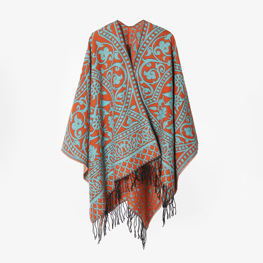 Otoño y invierno bordilla tejedido chal Otoño y invierno tejedido bufandas jacquard abertura abrigo de Amazon chal