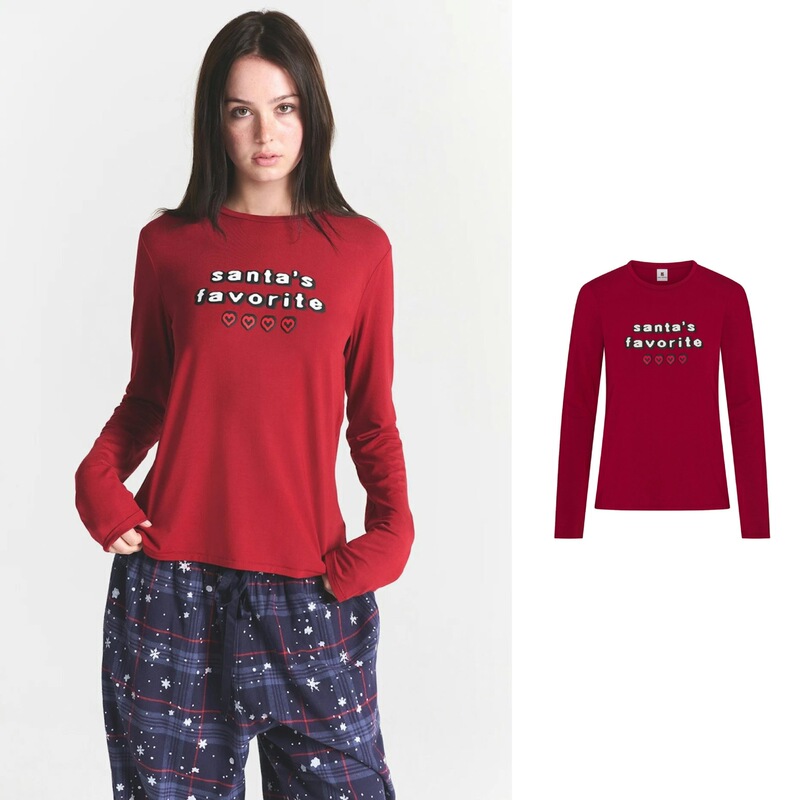 25Aw Skm Christmas Limited Santa's Favorite Brick Foam Print Slim Long Sleeve Bottoming T-Shirt