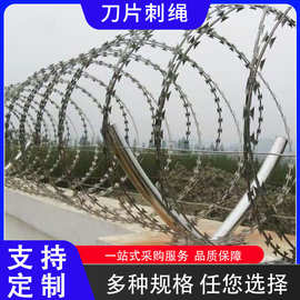 刀片刺绳刀片刺网不锈钢刺网机场围墙防盗防爬铁丝刺绳网刺丝滚笼