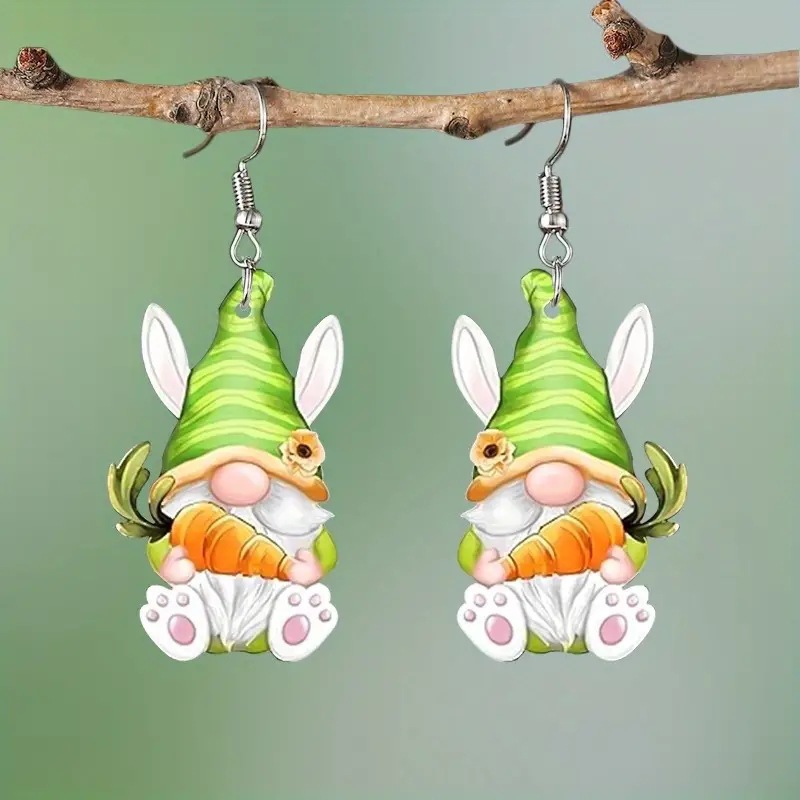 Orecchini pendenti natalizi con gnomo in acrilico per donna_voghion.com