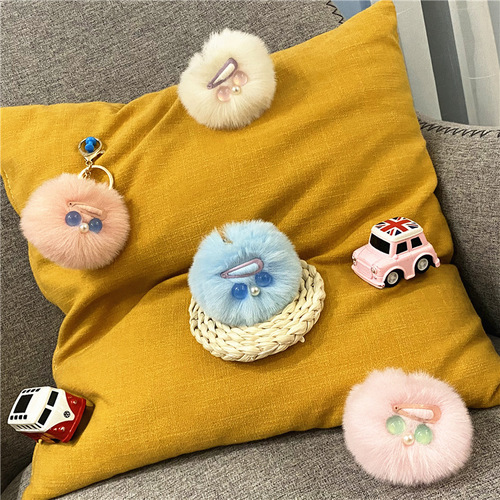 Adorable girl hair clip keychain, fluffy candy color series, cute and funny backpack charm, car keychain gift