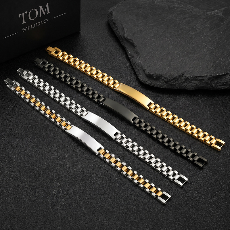 Cross-border business fashion titanium steel jewelry stainless steel curved plate lettering couple strap bracelet manufacturers in stock wholesale Cross-border business fashion titanium steel jewelry stainless steel curved plate lettering couple strap bracelet manufacturers in stock wholesale