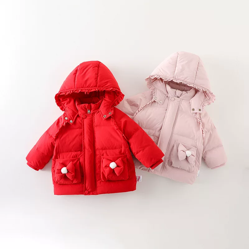 Winter children's keep warm long down jacket to go out, increased thickness, mid-length