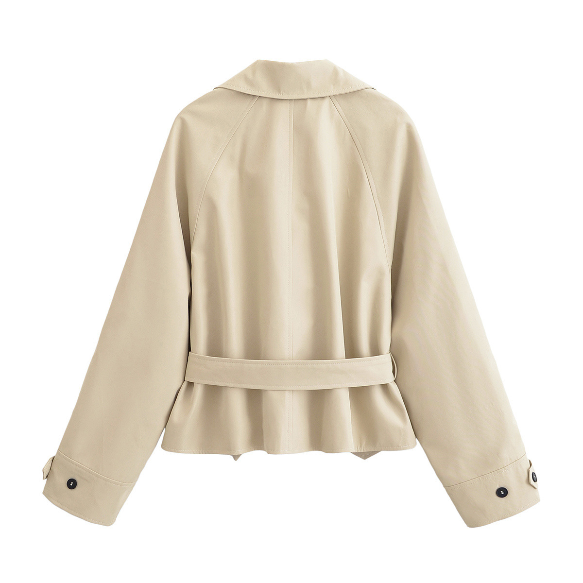 With Belt Long Sleeve Lapel Wind-breaker