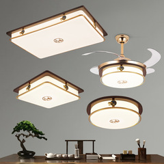 胡桃木LED天井灯新中国式銅と実木客間主寝室書斎レストラン部屋工場直売
