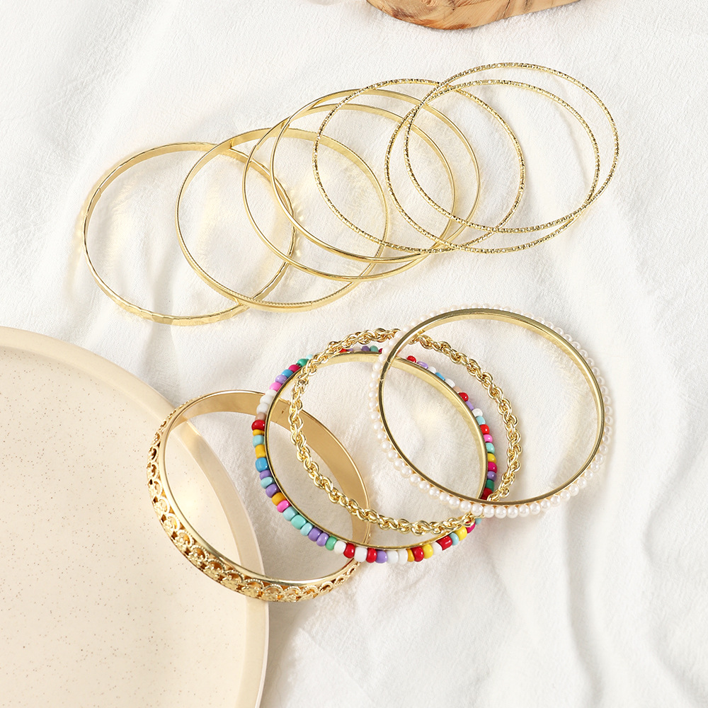 2PCS BZ1656 Fashion Geometry Bohemian Bracelet Set Women's Jewelry_voghion.com