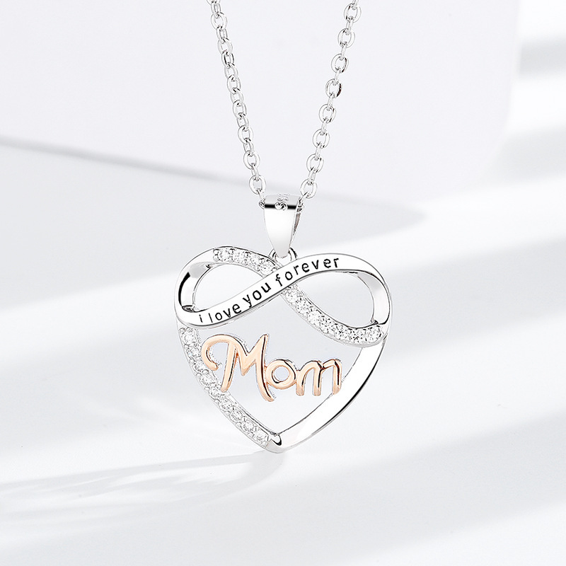 3g Weight 925 Sterling Silver Pendant Material 925 Sterling Silver Letter Heart Shape Mother'S Day Pendant Necklace