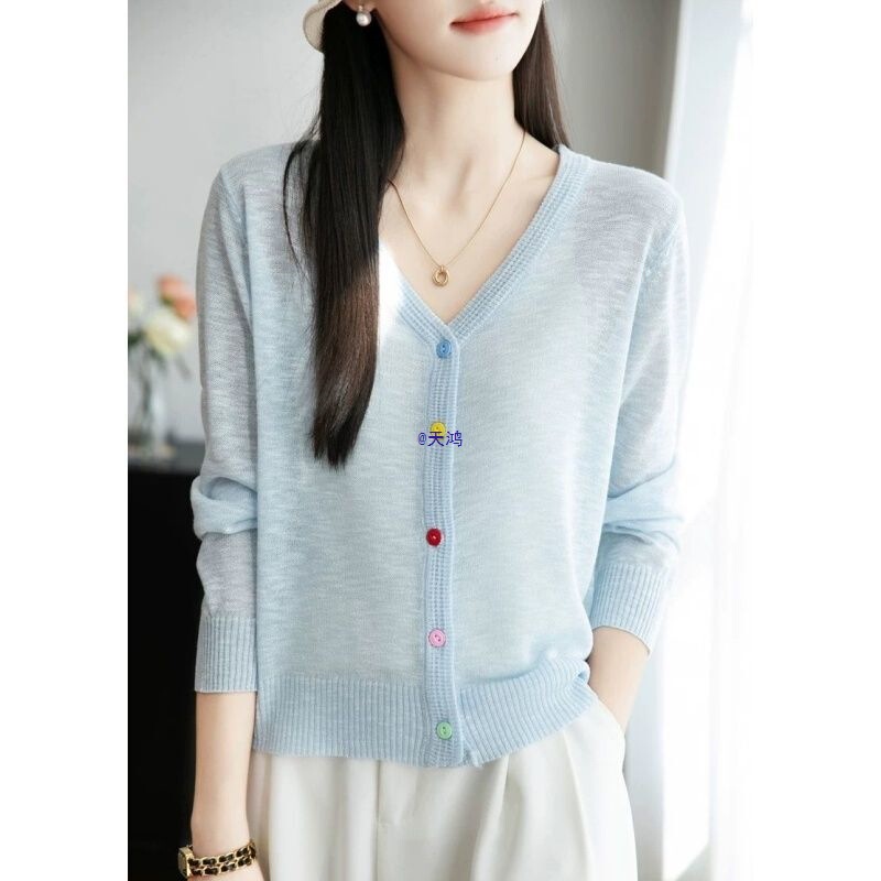 Cooling Shawl Collar Sun Protection Shirt for Women, Summer Thin Outerwear, Air Conditioning Shirt, Paired with a Slip Dress, Thin Knit Cardigan Cooling Shawl Collar Sun Protection Shirt for Women, Summer Thin Outerwear, Air Conditioning Shirt, Paired with a Slip Dress, Thin Knit Cardigan