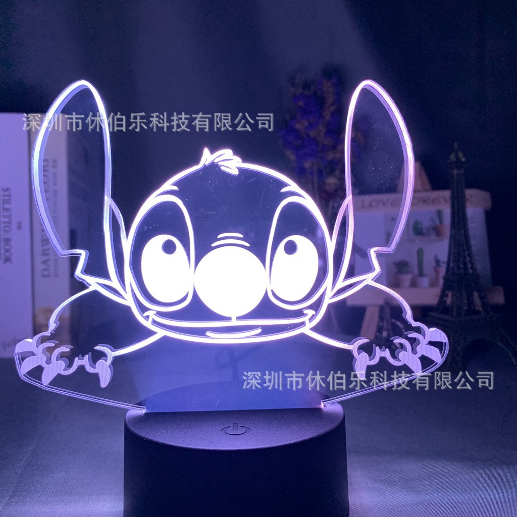 Stitch 3D noche luz colorida táctil control remoto nuevo creativo USB dormitorio escritorio atmósfera lámpara de mesa LED regalo