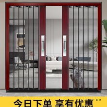 金刚网折叠纱门防蚊推拉式纱窗门金钢网防猫防鼠防盗伸缩隐形沙门