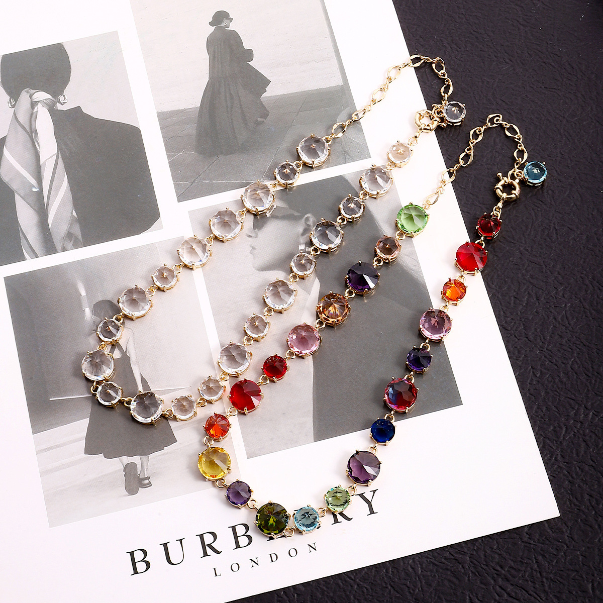 Fashion Round Copper Inlay Zircon Necklace 1 Piece