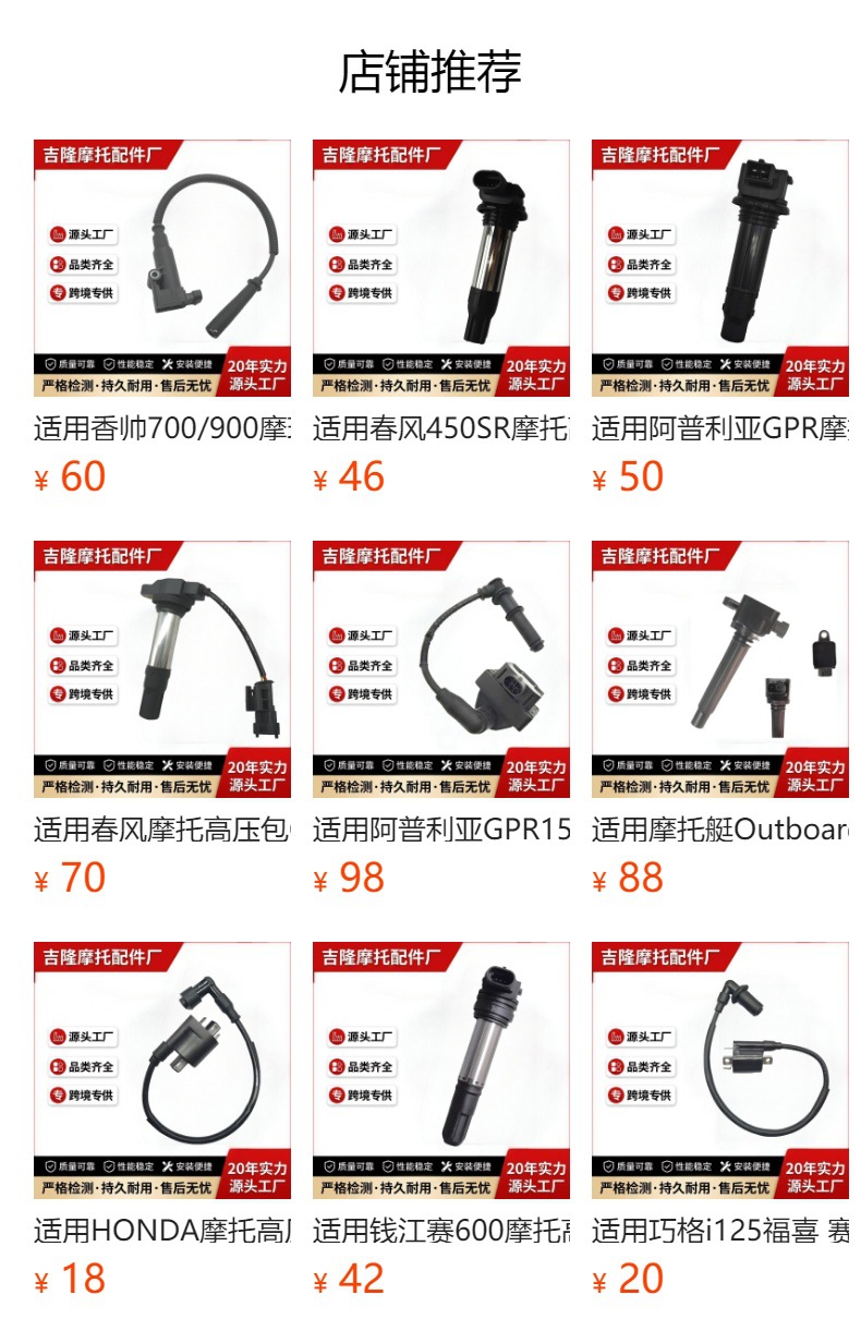 Suitable for 22 models of Sai 600RR, Young Lion 500 motorcycles, high-voltage coil, Jinpeng 502C, and Chui 752S ignition coil accessories
