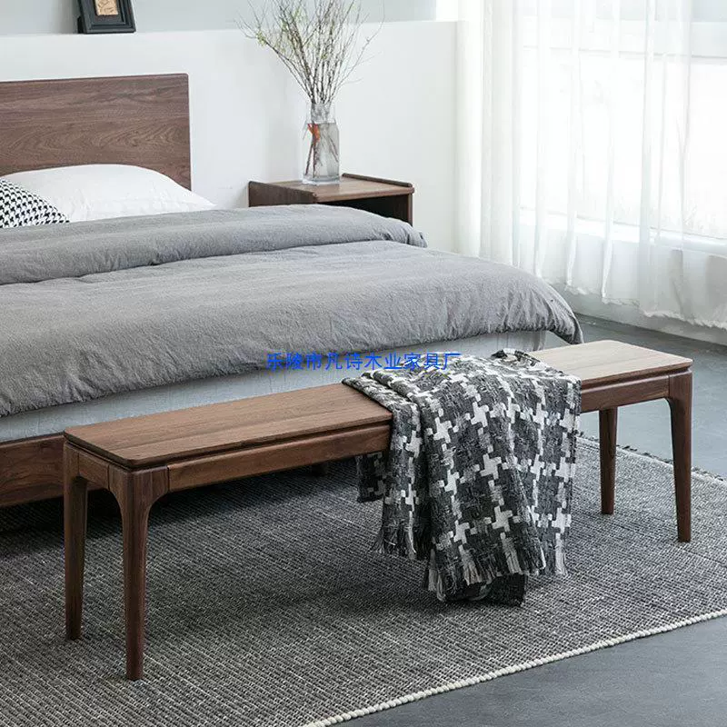 Североамериканская Скамья из черного ореха Простая Скандинавская столовая Скамья из цельного дерева Скамейка на конце кровати Ресторан Cherry Деревянная скамья