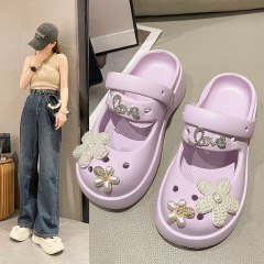 洞洞鞋女 厚底防滑居家拖鞋 時尚可愛洋氣包頭涼拖女 外穿涼拖鞋