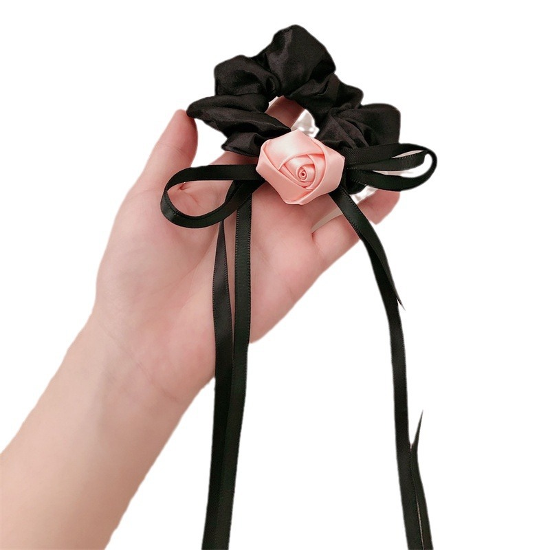 Dulce estilo retro arco de arco de cinta anillo de cabello atmósfera romántica cuerda de cabello adornamiento de cabello de cabello de cabello de cola de caballo de estilo universal