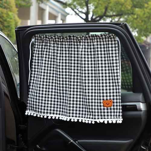 Cartoon fabric car sunshade Cute bear car sunscreen blackout curtain Car interior supplies wholesale
