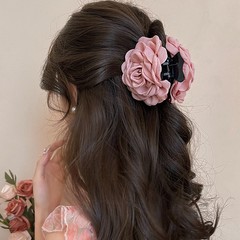 氛围半扎发抓夹干枯玫瑰花朵发夹女后脑勺头花头饰发饰鲨鱼夹发卡