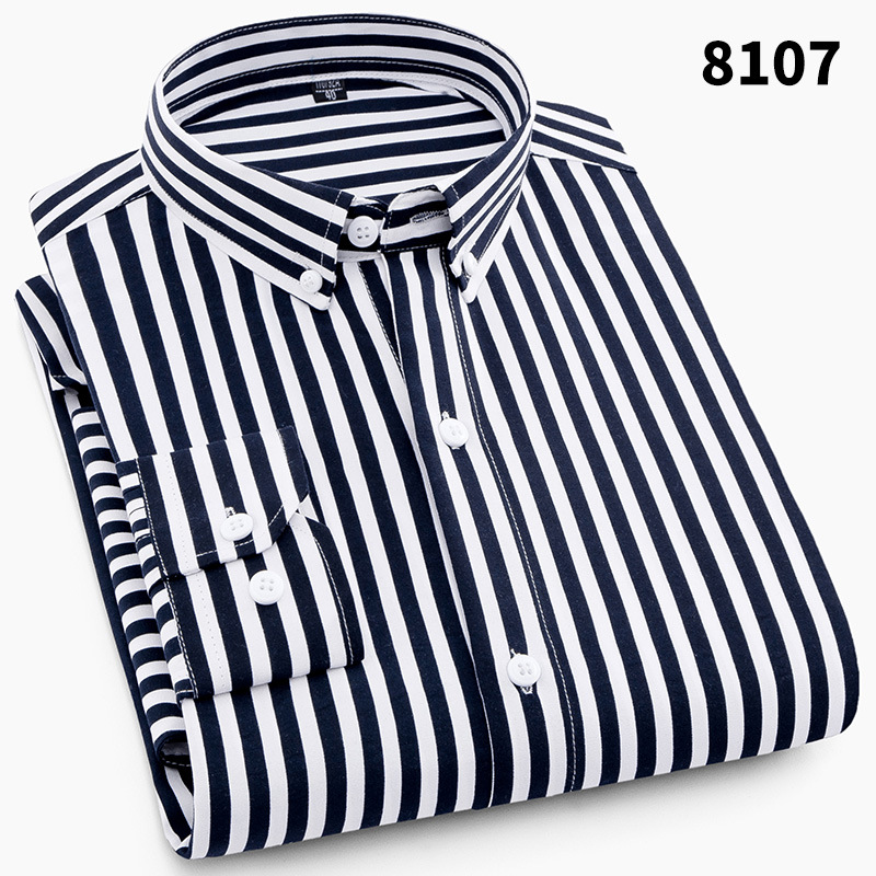 2025 Camisa de solapa de hombre de moda nueva transfronteriza Camisa de hombre de comercio exterior casual de negocios de rayas verticales frescas