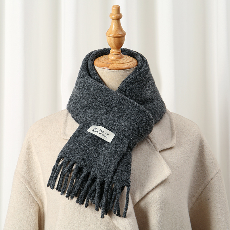 Winter solid color knitted keep warm universal scarf for men and…