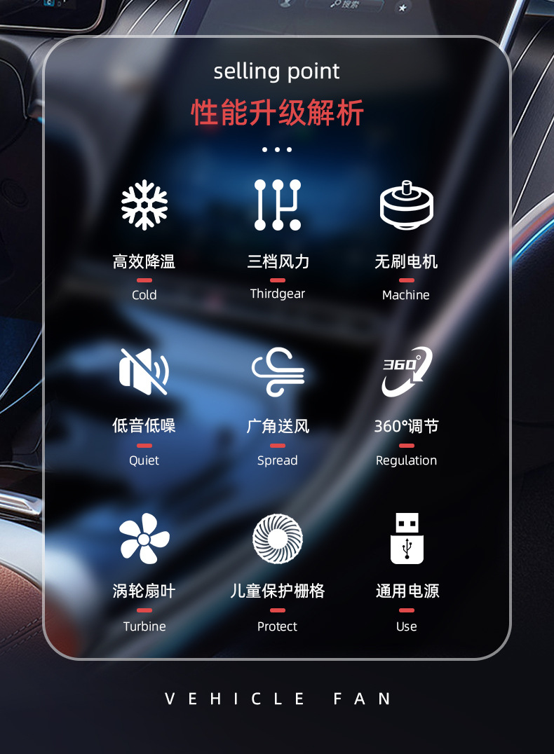 car fan usb family car dual-purpose car fan big truck strong silent summer electric fan
