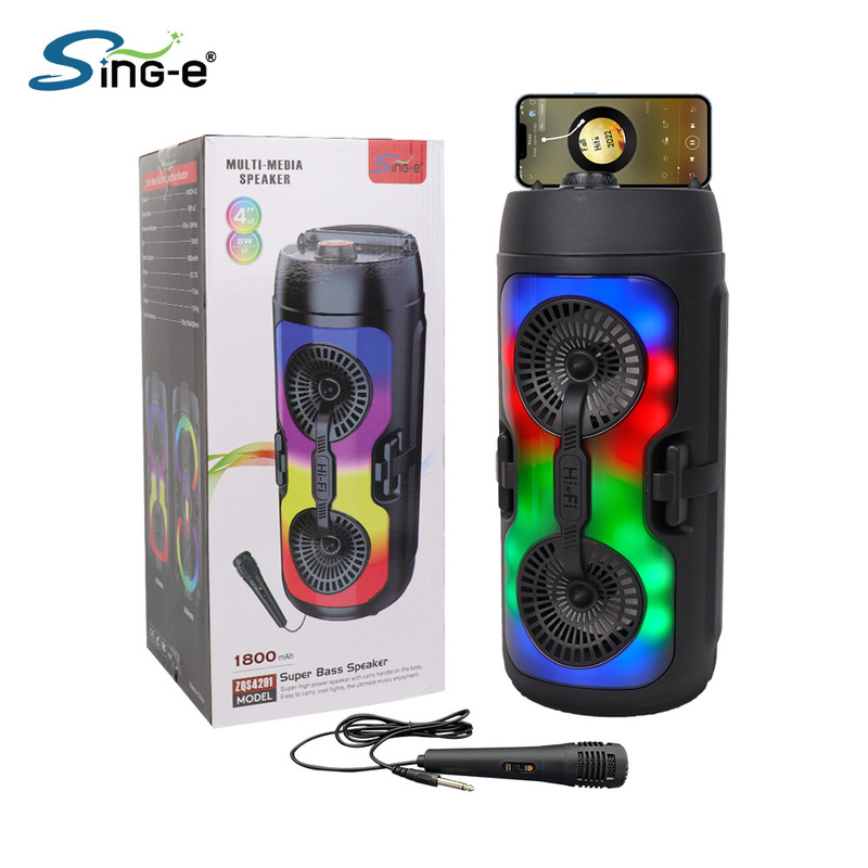 Sing-E Zqs4291Led Light Wireless Party Microphone Portable Home Karaoke Speaker Bluetooth