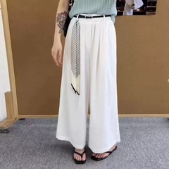811秋季新款韩系通勤配丝巾腰带显瘦垂感时尚百搭九分阔腿裤