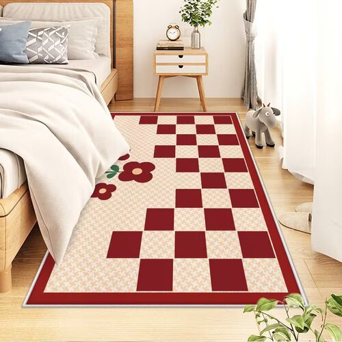 Crystal Velvet Material Simple Style Home Bedroom Bedside Rug Barefoot Soft Dustproof Stain Resistant Mat Absorbent Rugs