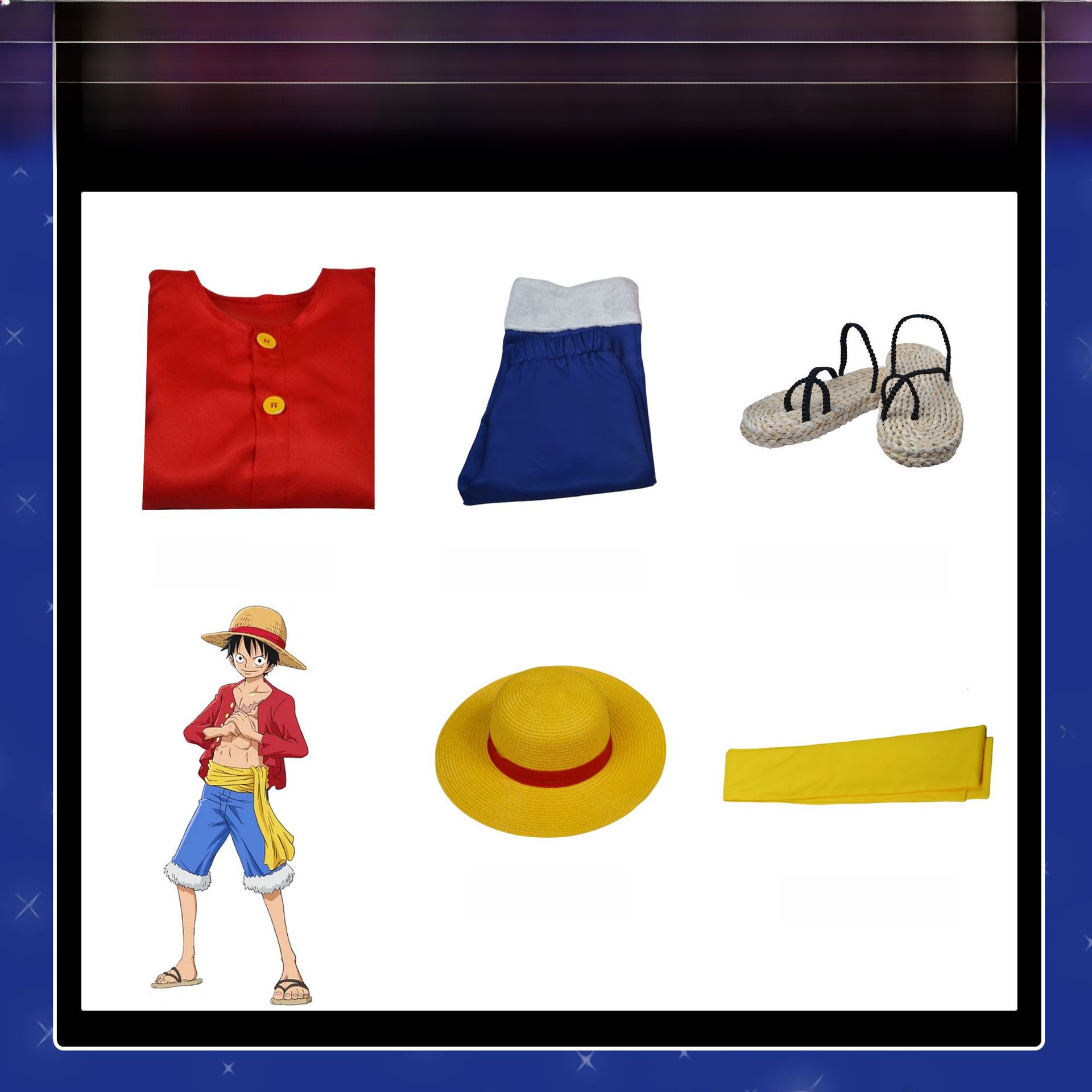 Luffy cos Clothing One Piece Clothes Two Years Later Second Generation cosplay Clothes Straw Hat Shoes Prop Clothing