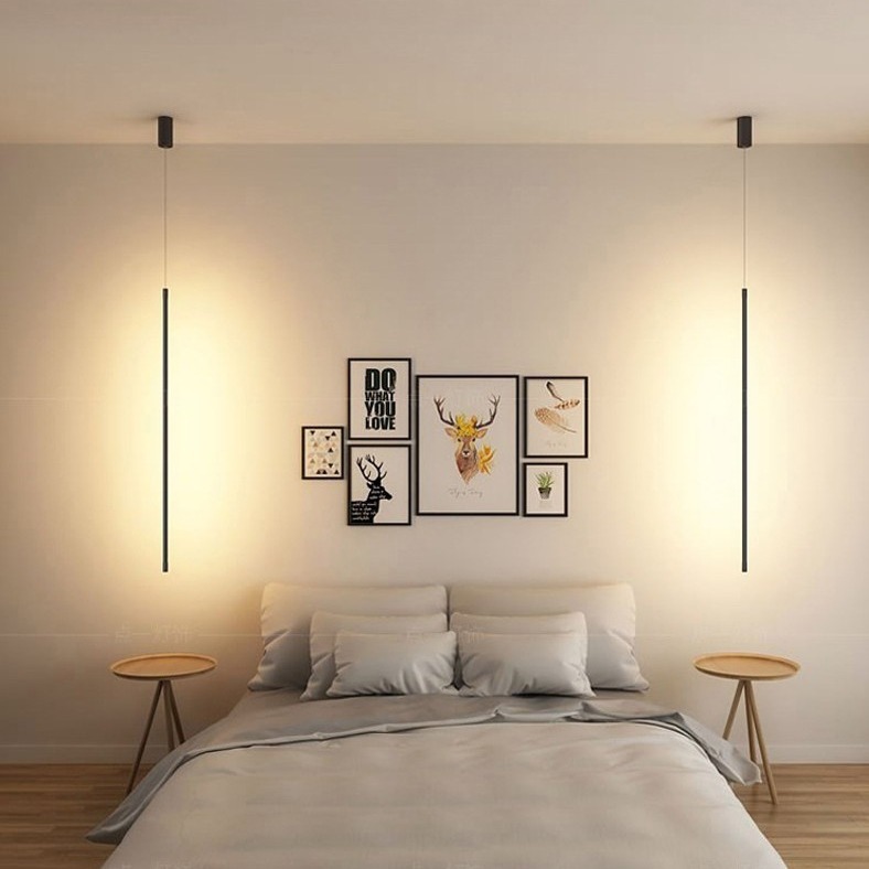 Source Factory Modern Simple Designer Bedroom Ceiling LED Line Light Hotel Homestay Room Bedside Chandelier
