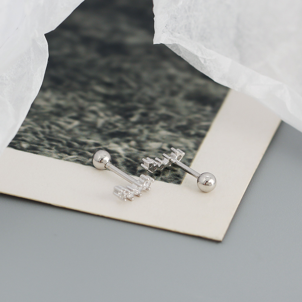 Daily Occasion 925 Sterling Silver Material 1 Pair 925 Sterling Silver Rhinestones Irregular Ear Studs