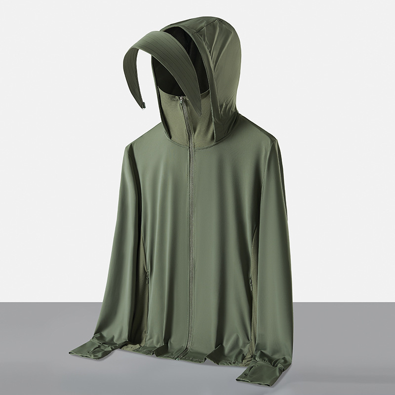 Hombre y mujer desmontables chaqueta protector solar hielo anti-UV al aire libre chaqueta de piel logotipo impresa