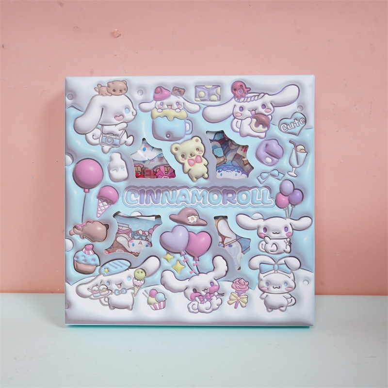 Sanrio Cultural y Creativo Moe Star Party 100 en PET Pegatinas impermeables transparentes Stitch Children's Kapi Hand Cart Periférico